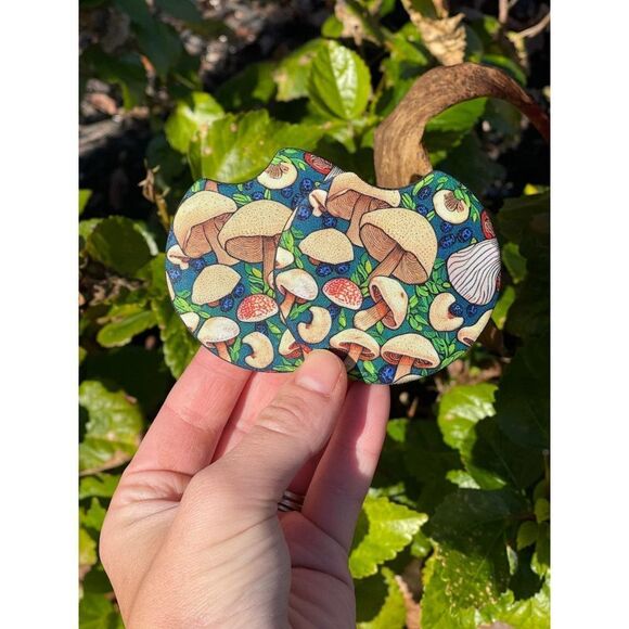 Blue Mushroom Car Coaster Set | Car Accessories - Picture 2 of 12
